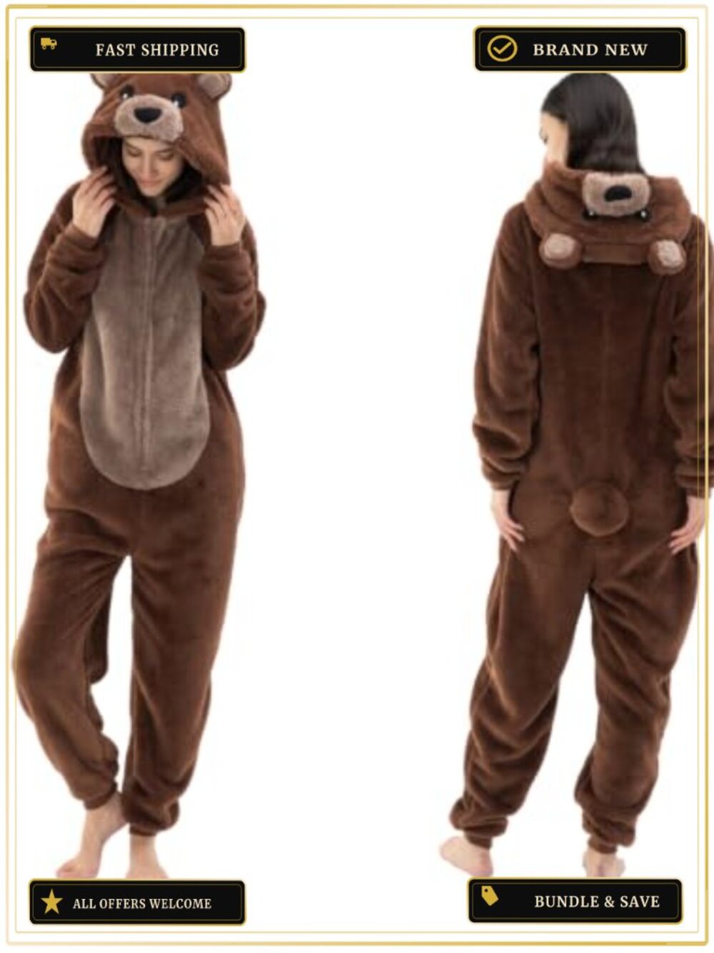 Unisex Adult Onesie Pajamas Sherpa Flannel Cosplay Animal Halloween Costume